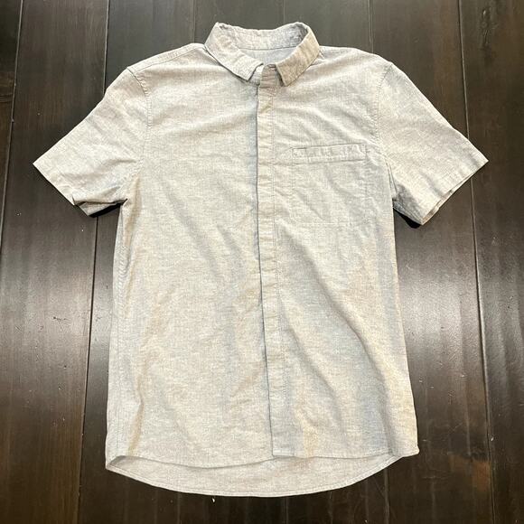 Lululemon Casual Button Down Heathered Slate Gray Short Sleeve Men's Size M - Picture 1 of 2